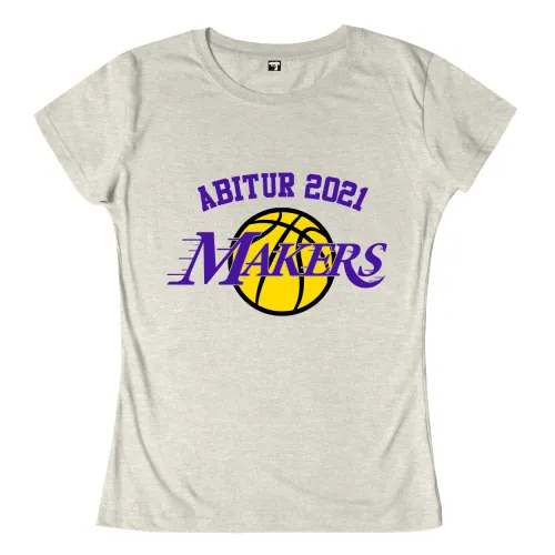 Grafik mit Text 'Abitur 2021 Makers' und Basketball auf grauem Hintergrund.