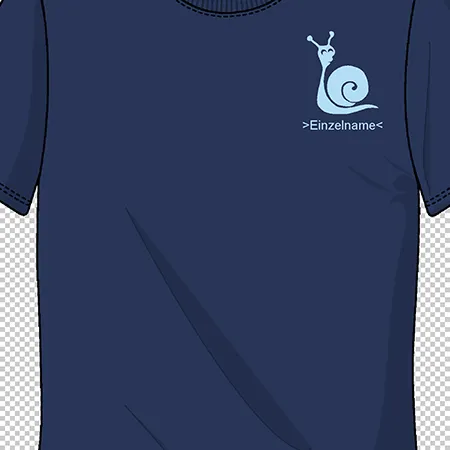 blaues_tshirt_mit_schneckenlogo Schnecke Einzelname design