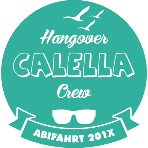 Emblem der Hangover Calella Crew mit Sonnenbrille und Jahr 201X.