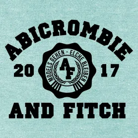 Logo mit Text "Abercrombie & Fitch" und Datumsangaben 2017 um ein zentrales Symbol mit "A&F".