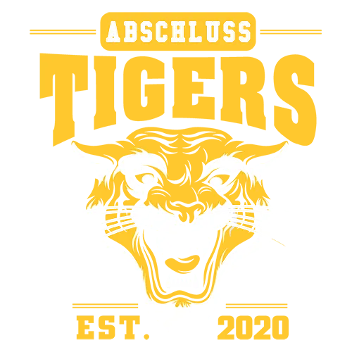 Grafik eines Tigerkopfes, darüber "ABSCHLUSS TIGERS" und darunter "EST. 2020".