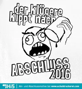 Schwarze Silhouette eines Kopfes und deutscher Text "Abschluss 2016".