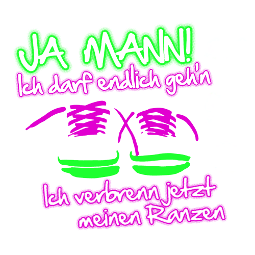 Schwarzes T-Shirt-Design mit neonfarbenem Text und Grafiken für einen Schulabschluss.