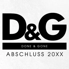 Schwarze Rechtecke auseinandergeordnet mit dem Text 'DONE & GONE' in Weiß.