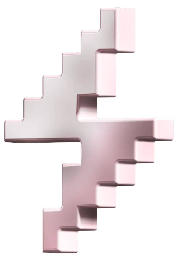 Abstrakte dreidimensionale treppenstruktur in rosa metalloptik