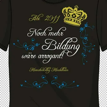 schwarzes_t_shirt_mit_goldener_schrift_und_verzierungen Abildung noch mehr Bildung wäre arrogant design