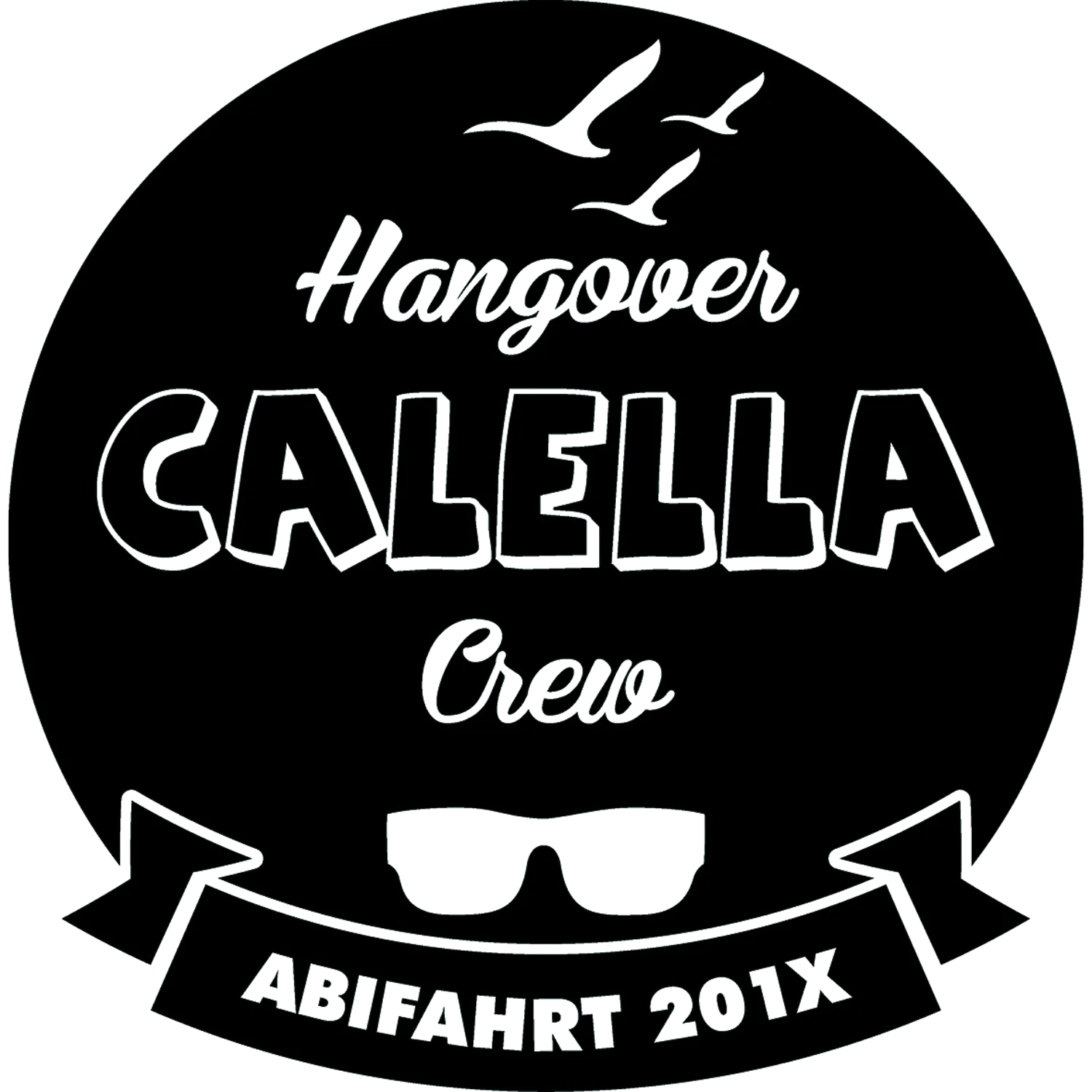 Emblem der Hangover Calella Crew mit Sonnenbrille und Jahr 201X.