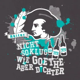 Grafische Darstellung eines Weltkarte-Designs in Türkis mit "Abitur", "nicht so Klig" und "2020".