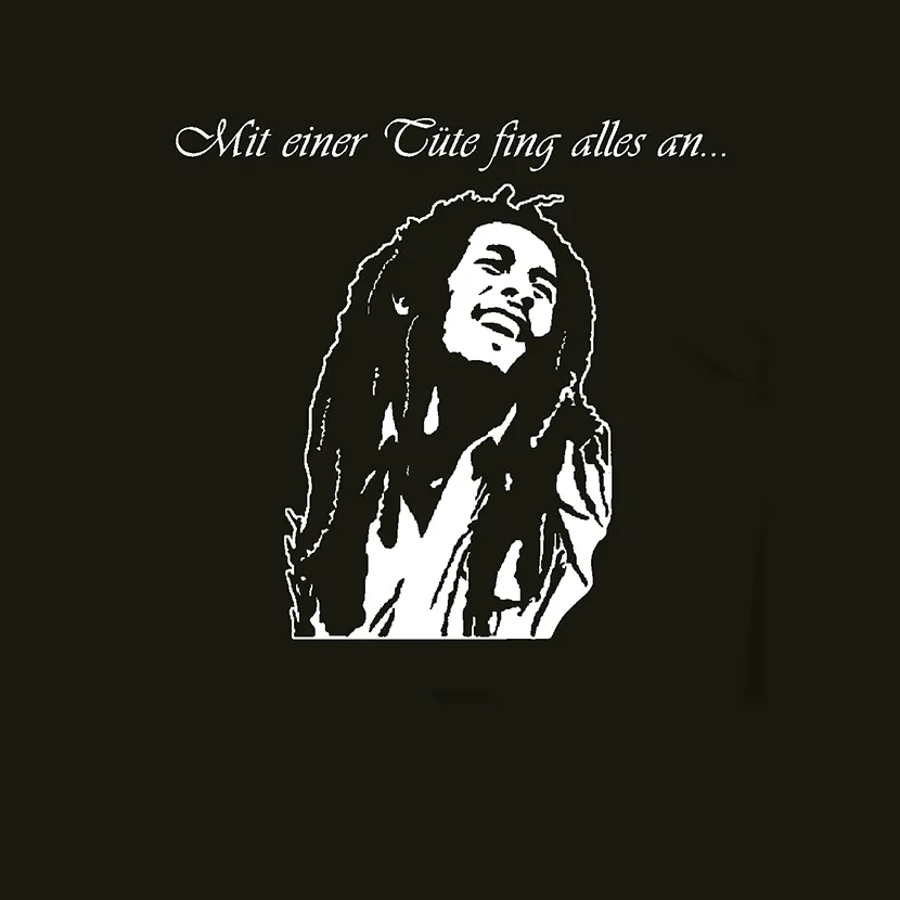 silhouette_mit_zitat Mit einer Tüte fing alles an.. (Bob Marley) design