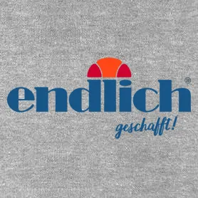 Ein abstraktes Logo mit blauem Hintergrund und rotem Objekt.