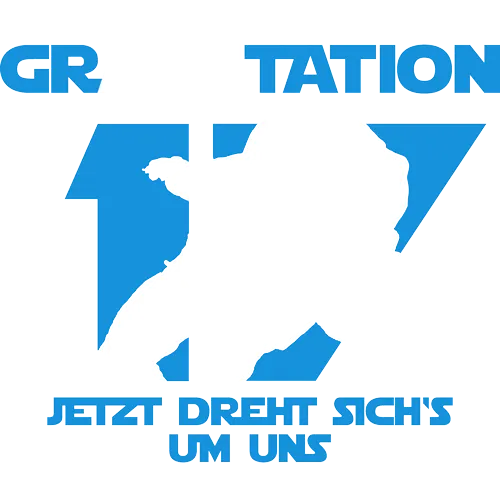 Astronaut schwebt neben der Zahl 17 auf schwarzem T-Shirt.