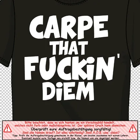 schwarzes_tshirt_mit_spruch Carpe that fuckin Diem design