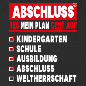 Roter und weißer Text auf schwarzem Hintergrund, 'ABSCHLUSS 21 - YES MEIN PLAN GEHT AUF', und eine Checkliste mit Lebenszielen.