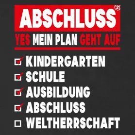 Roter und weißer Text auf schwarzem Hintergrund, 'ABSCHLUSS 21 - YES MEIN PLAN GEHT AUF', und eine Checkliste mit Lebenszielen.