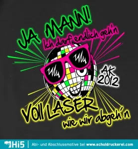 grafik_abschluss_tshirt_2012 Voll Laser Diskokugel design