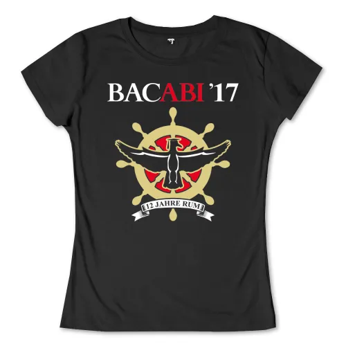 Emblem mit Anker, Flügeln und Rad, mit Text "BACABI '17" und "12 Jahre Rum".