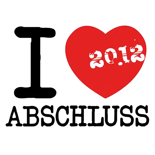 Gelbes T-Shirt mit der Aufschrift 'I ❤ Abschluss' und '2012' im Herzen.