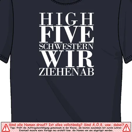 grafik_tshirt_design_highfive_schwestern High five schwester wir ziehn ab design