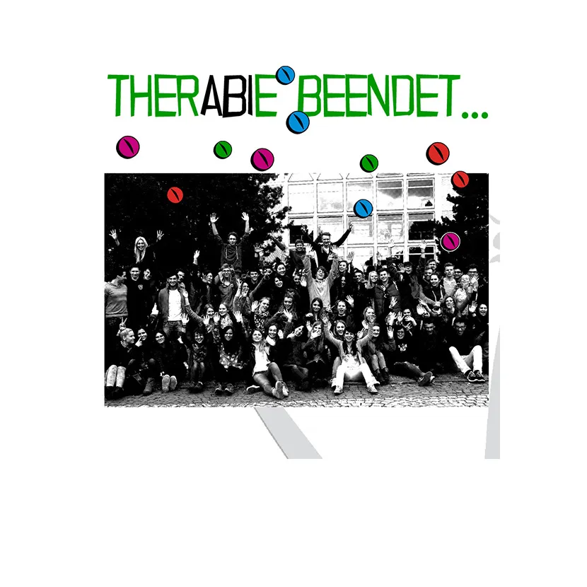 gruppenfoto_mit_schriftzug Therabie beendet design