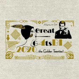 Silhouette eines Dinosauriers mit tribalartigen Mustern auf gelbem Hintergrund.