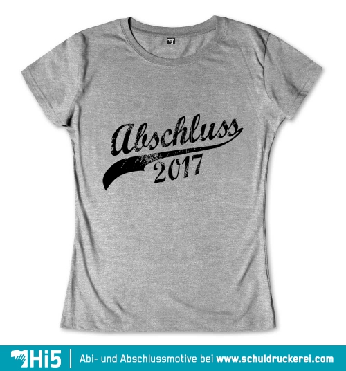 Schwarzer Schriftzug 'Abschluss 2017' auf grauem Hintergrund mit einer Website-Adresse.