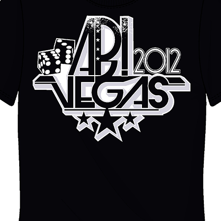 Schwarzes T-Shirt mit dem Aufdruck '4Dl2n Vegas' in Silber, Würfeln und Sternen.