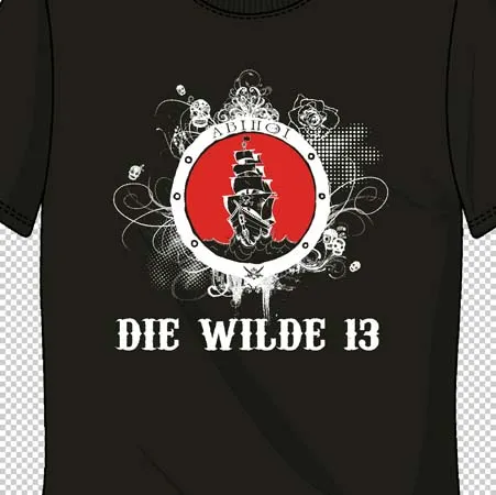 schwarzes_tshirt_mit_grafikdesign ABIhoi - Die wilde 13 design