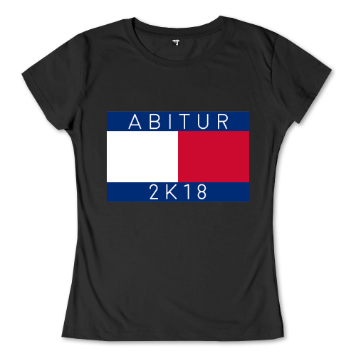 Quadratisches Bild mit dem Wort "ABITUR" über einer geteilten blau-weiß-roten Fläche und "2K18" unten.
