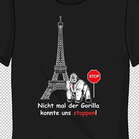 t-shirt_design_gorilla_eiffelturm_stop Nicht mal der Gorilla konnte uns stoppen design