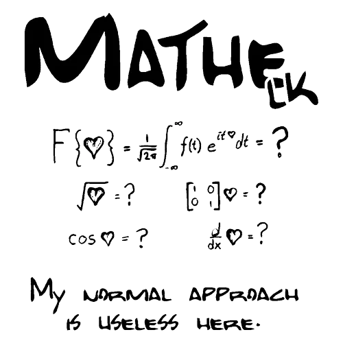 Mathematik-Formeln auf einem T-Shirt mit dem Text "My normal approach is useless here."