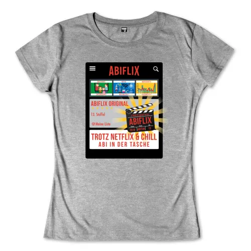 Tablet zeigt die App "Abiflix" mit verschiedenen Bildungsinhalten auf dem Bildschirm.