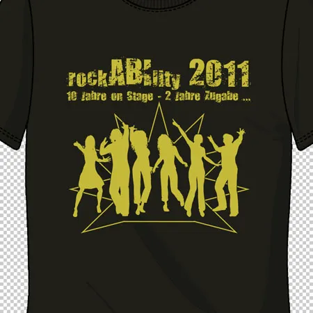 Schwarzes_T-Shirt_mit_gruenem_Druck_2011 rockABIlity 10 jahre on stage 2 jahre zugabe design