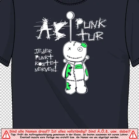 schwarzes_tshirt_mit_punk_teddy_design abipunktur jeder Punkt kostet nerven design