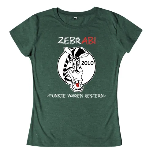 Illustration eines lachenden Zebras, umrandet von den Worten "Zebra Abi 2010" und "Punkte waren gestern".
