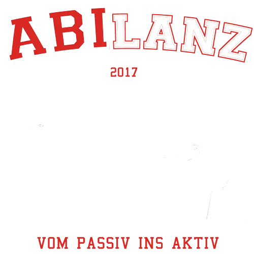 Grafik auf T-Shirt mit Wort "ABILANZ", Figuren trinken und schlafen, Texte "Aktiva", "Passiva".