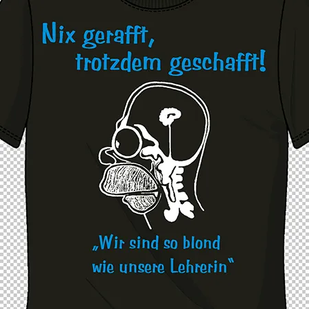 T_Shirt_mit_Karikatur_und_Text Nix gerafft trotzdem geschafft design