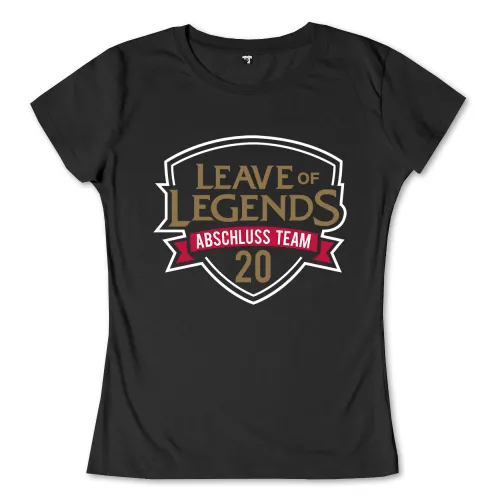 Logo mit Text 'Leave of Legends' und 'Abschluss Team 20' auf dunklem Hintergrund.
