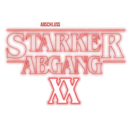 Rotes Logo mit der Inschrift 'Starker Abgang XX' in weißer Schrift.