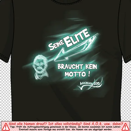 schwarzes_t_shirt_mit_leuchtendem_druck Seine Elite braucht kein Motto design