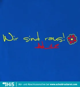 text_auf_blauem_hintergrund Wir sind raus design