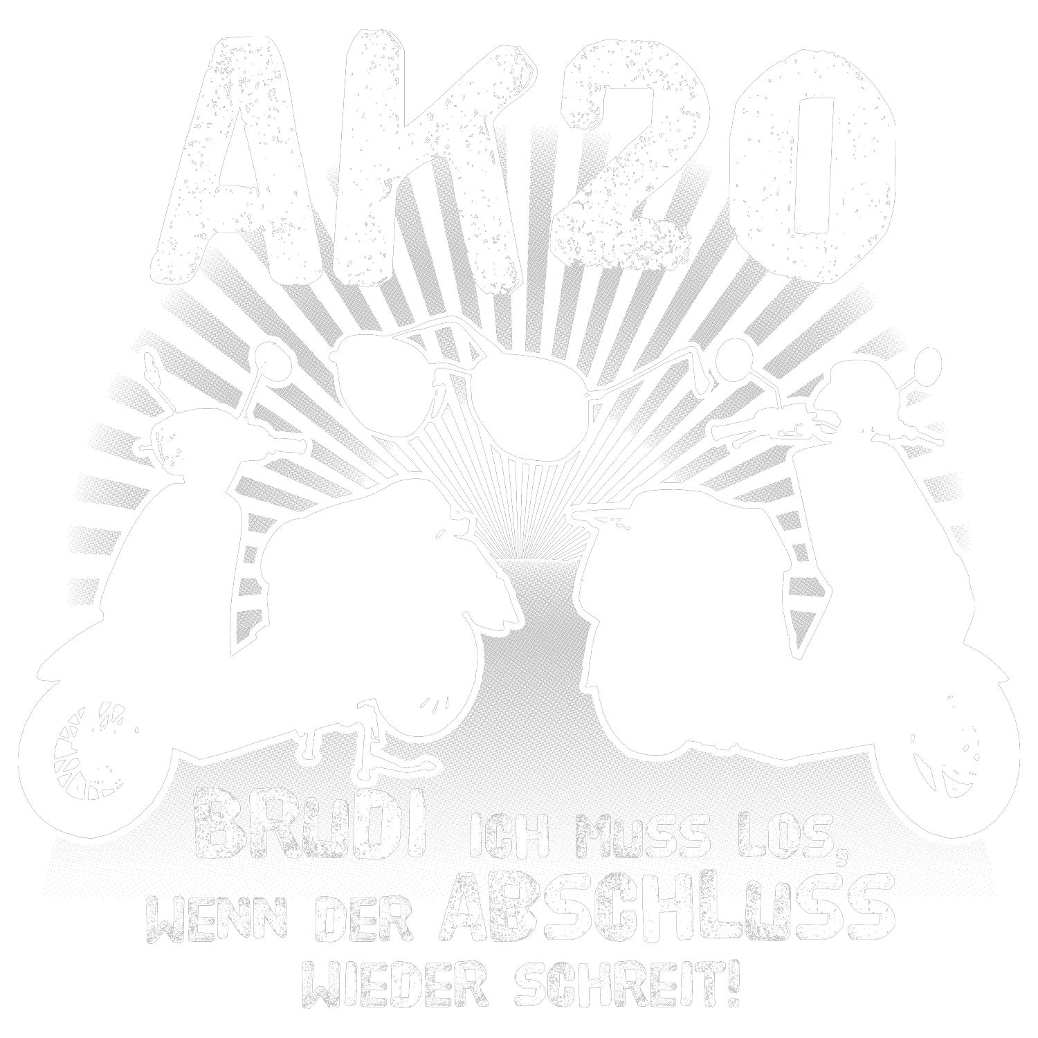 Zwei Schattenrisse von Personen auf Rollern mit einem Textbanner und dem Schriftzug "AK20".