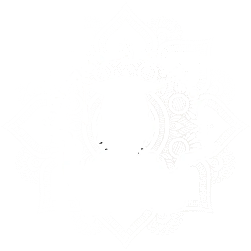 Ein fein gezeichnetes Mandala in Weiß auf transparentem Hintergrund.