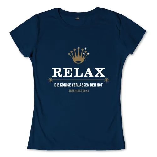 Goldene Krone über "Abschluss 20XX" Text und dekorativer Linie mit Sternen.