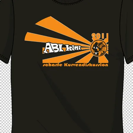 schwarzes_t_shirt_mit_orangem_print abikini scharfe kurvendiskussion design