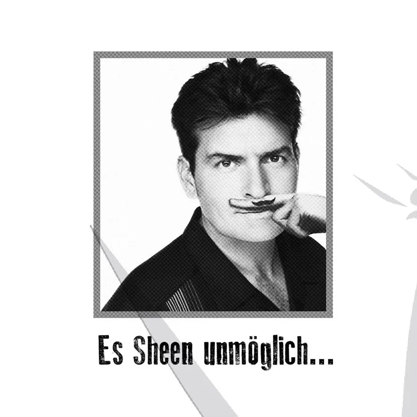 Mann_mit_Schnurrbart_witziger_Text Es Sheen unmöglich design