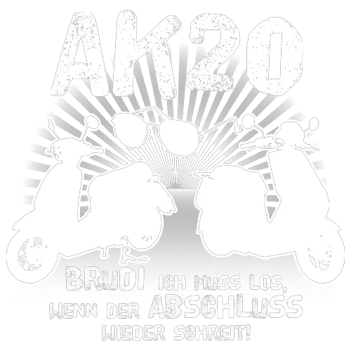 Zwei Schattenrisse von Personen auf Rollern mit einem Textbanner und dem Schriftzug "AK20".