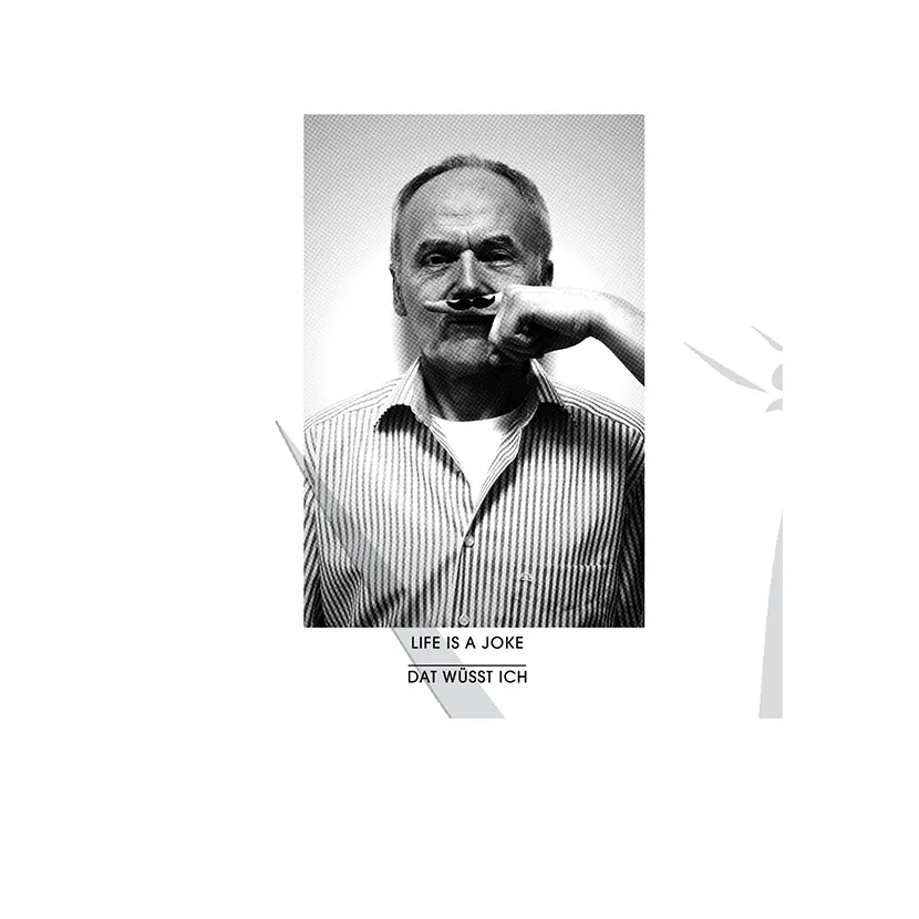 mann_mit_finger_an_nase_und_text Life is a Joke dat wuesst ich design