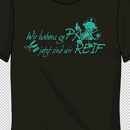 schwarzes_tshirt_mit_gruenem_druck Wir habens gepackt jetzt sind wir reif design