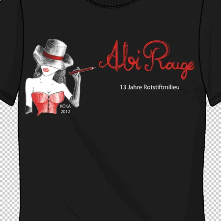 schwarzes_t_shirt_mit_aufdruck_abi_rouge 13 Jahre Rotstiftmilieu design