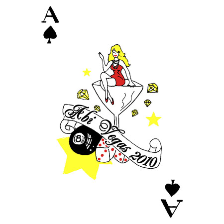 Frau mit blonden Haaren sitzt auf einem Würfel, umgeben von Spielkarten und Sternen.